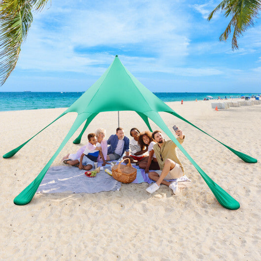 20 x 20 Feet Beach Canopy Tent with UPF50+ Sun Protection and Shovel-Blue W2B