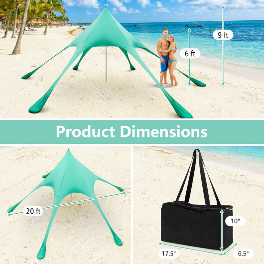 20 x 20 Feet Beach Canopy Tent with UPF50+ Sun Protection and Shovel-Blue W2B