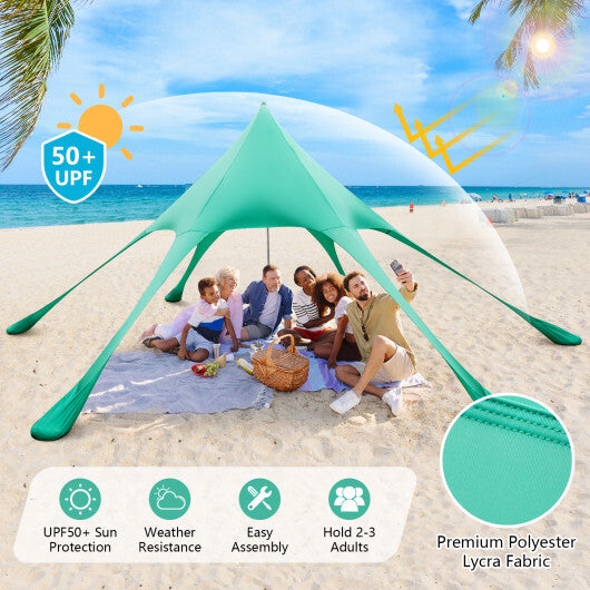 20 x 20 Feet Beach Canopy Tent with UPF50+ Sun Protection and Shovel-Blue W2B
