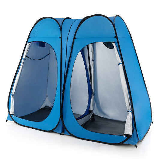 Oversized Pop Up Shower Tent with Window Floor and Storage Pocket-Blue