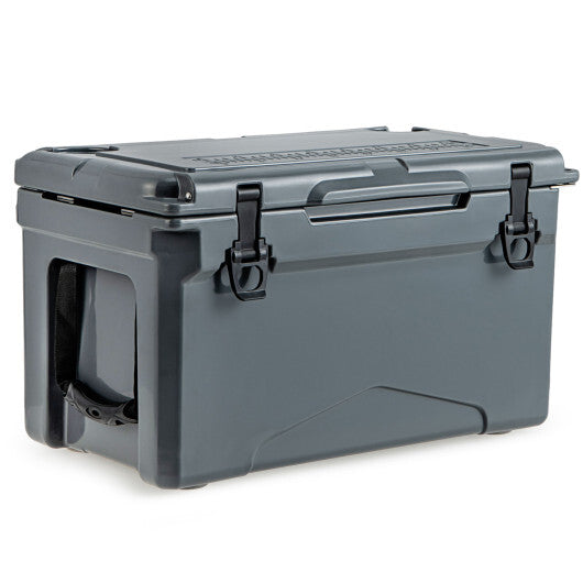 Rotomolded Cooler with Integrated Cup Holders and Bottle Opener-Tan