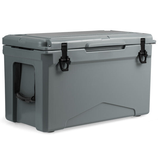 50 QT Rotomolded Cooler Insulated Portable Ice Chest with Integrated Cup Holders-Tan