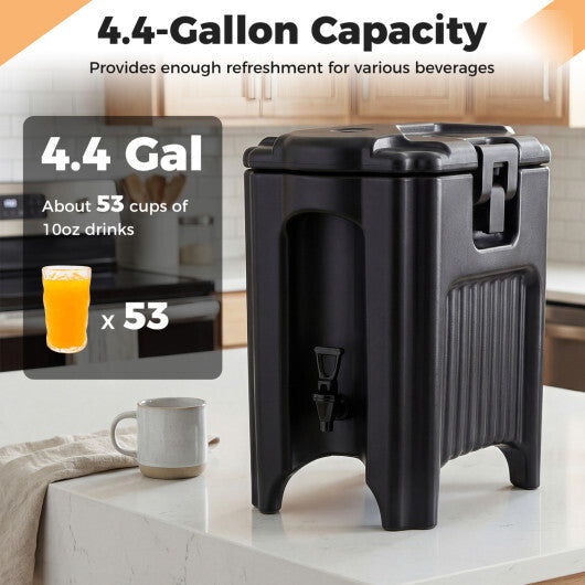 4.4 Gallons Insulated Beverage Dispenser with Handles and Drip-Proof Faucet-Black W2B