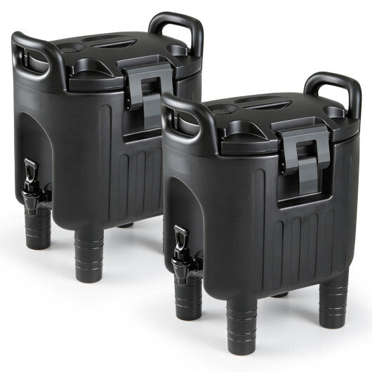 Insulated Beverage Dispensers Set of 2 Hot and Cold Drink Server Carriers with Ergonomic Handles-Black W2B