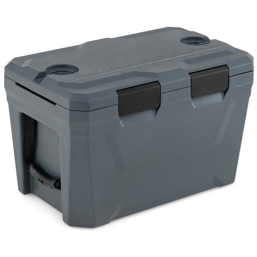 Insulated Portable Cooler Hard Shell Ice Chest with 2 Cup Holders Bottle Opener and Drain Plug-Blue W2B