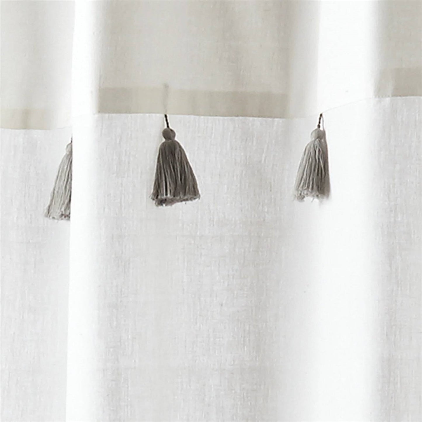 72-inch Grey and White Stripes Cotton Shower Curtain with Tassels FastFurnishings