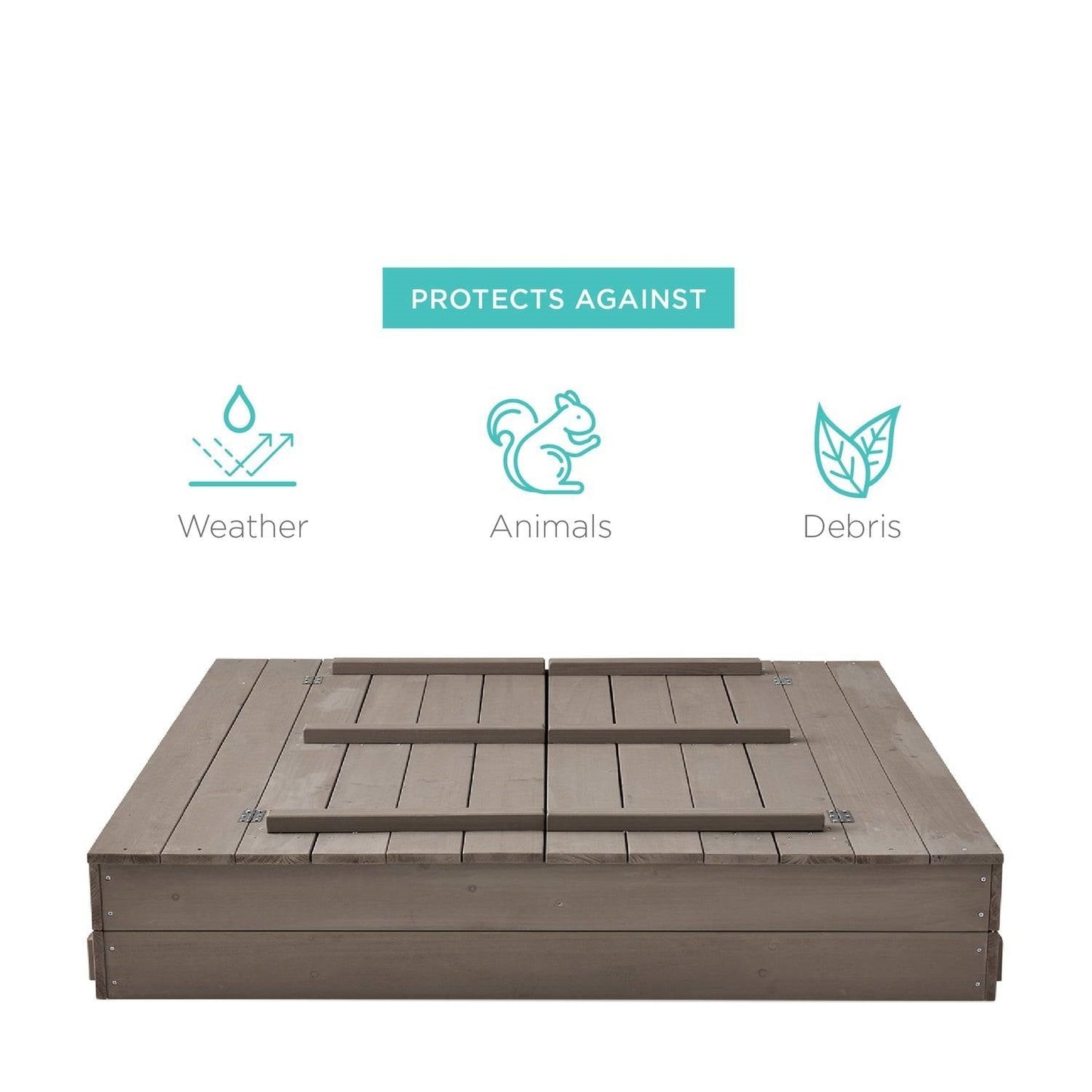 Sturdy Cedar Wood Kids Outdoor Sandbox with Benches in Grey Finish FastFurnishings