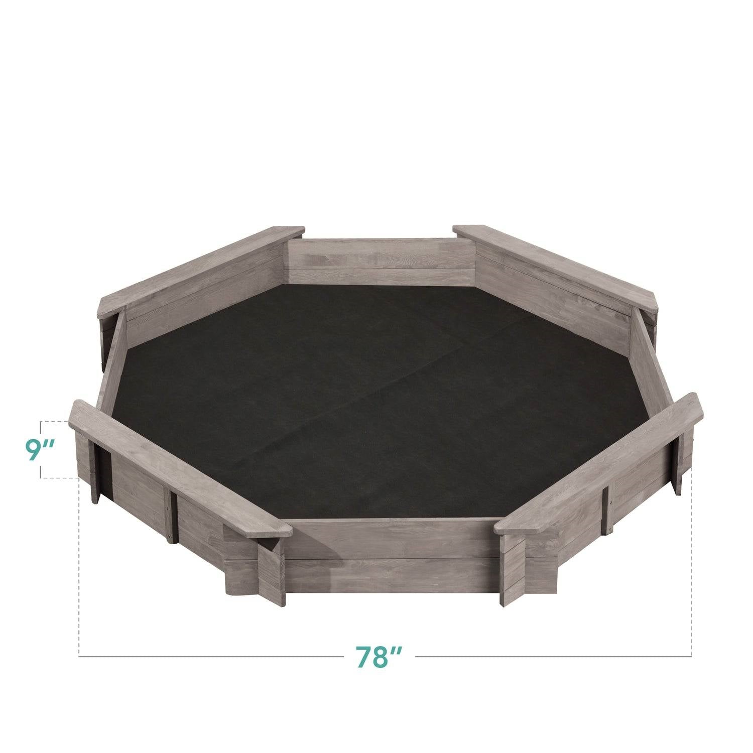 Outdoor Kid's Octagonal Sandbox in Grey Wood Finish FastFurnishings