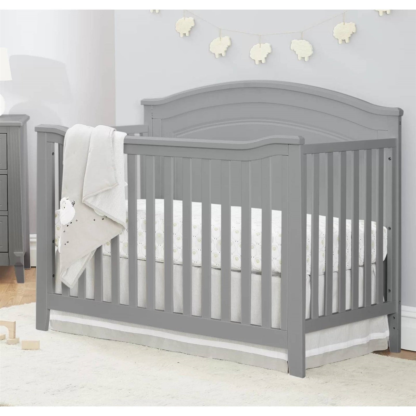 SF Home Solid Wood Convertible Crib in Grey - Toddler Bed Sold Separately FastFurnishings