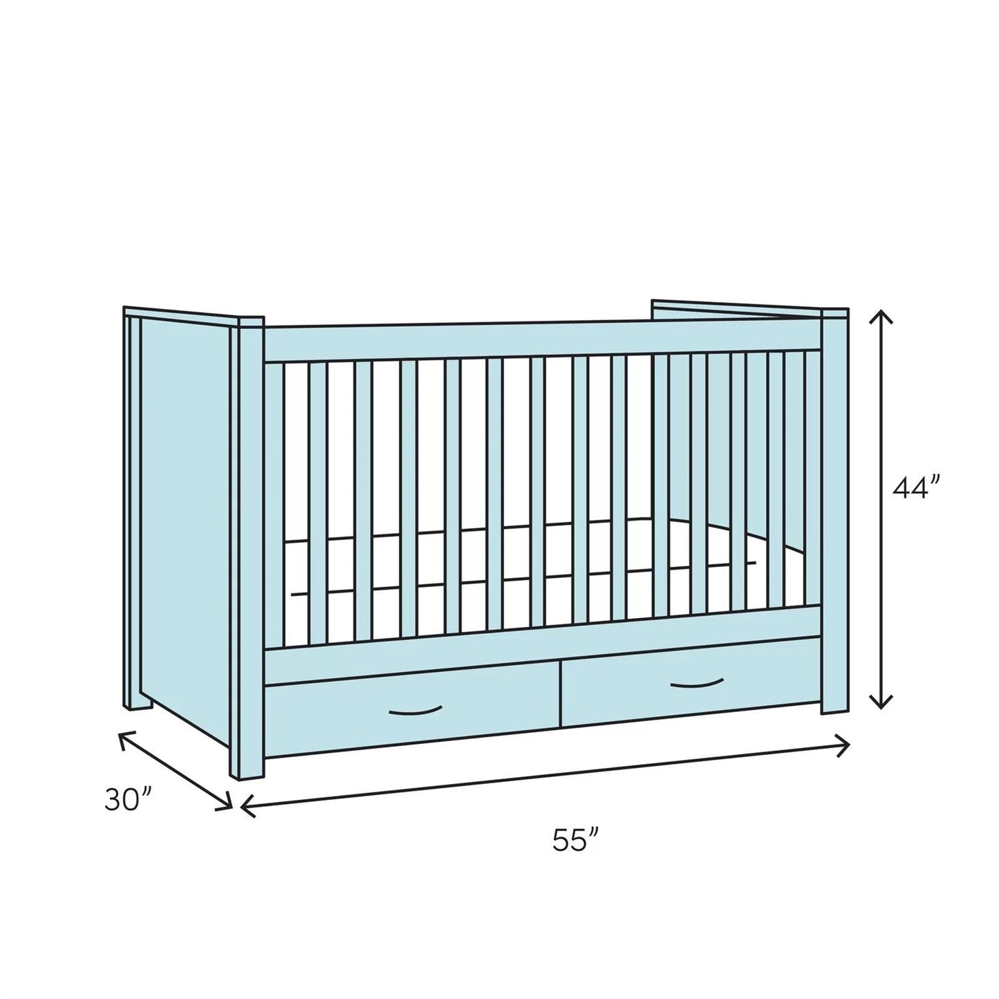 SF Home Solid Wood Convertible Crib in Grey - Toddler Bed Sold Separately FastFurnishings