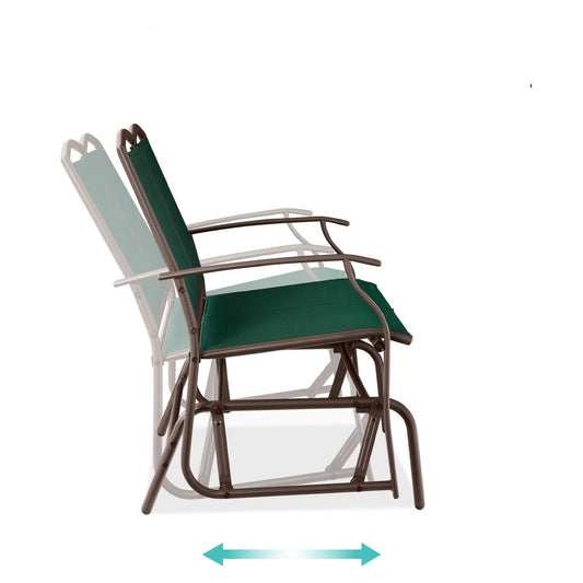 2 Seat Mesh Patio Loveseat Swing Glider Rocker with Armrests in Hunter Green FastFurnishings