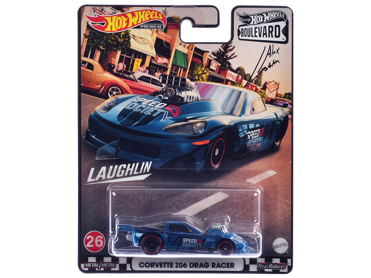 Chevrolet Corvette Z06 Drag Racer "Speed Society" Blue Metallic with Graphics "Boulevard" Series Diecast Model Car by Hot Wheels-0