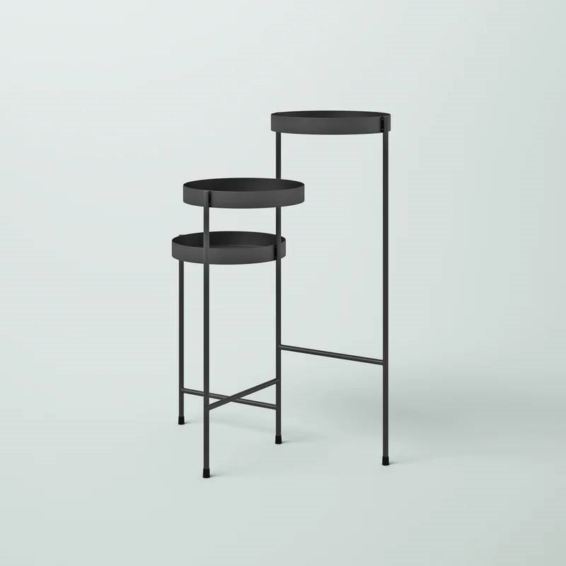 Modern Dark Grey Metal 3-Tier Flower Pot Plant Stand FastFurnishings
