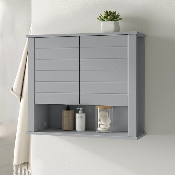 Gray 2 Door Wall Mounted Bathroom Storage Cabinet FastFurnishings