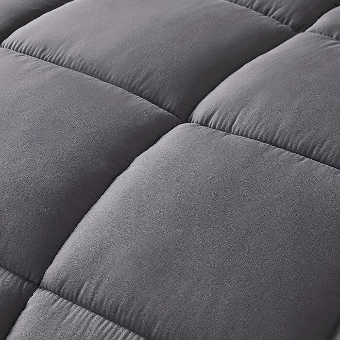 Queen Size Reversible Microfiber Down Alternative Comforter Set in Grey FastFurnishings
