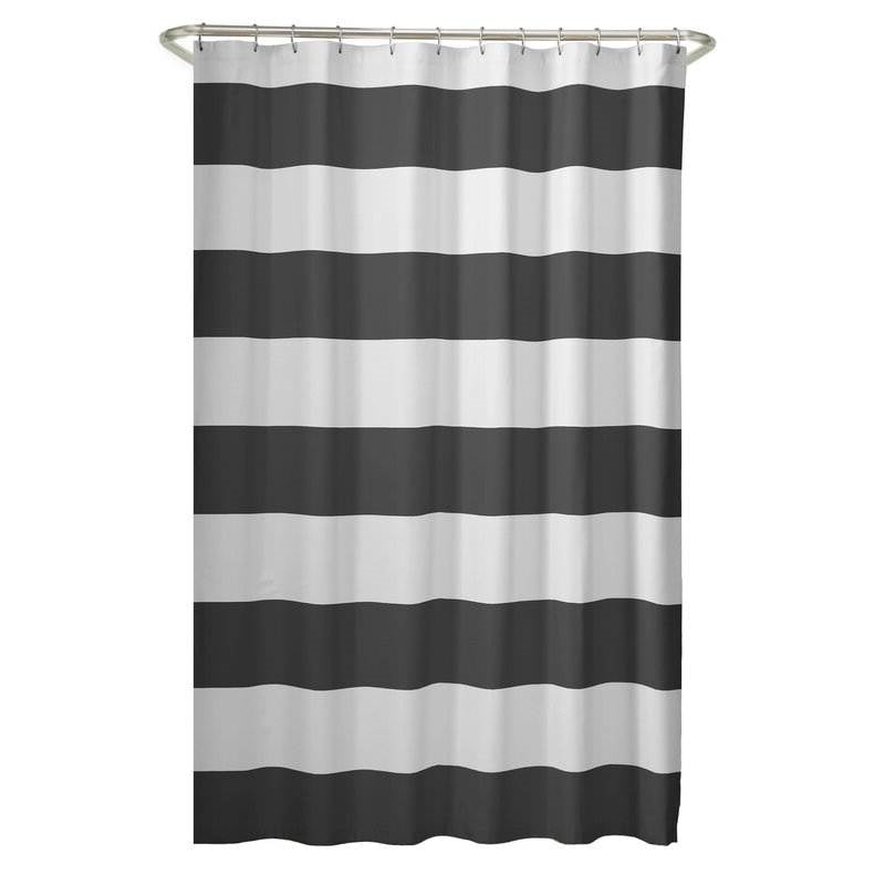 72 x 70 inch Polyester Grey White Nautical Ocean Beach Striped Shower Curtain FastFurnishings