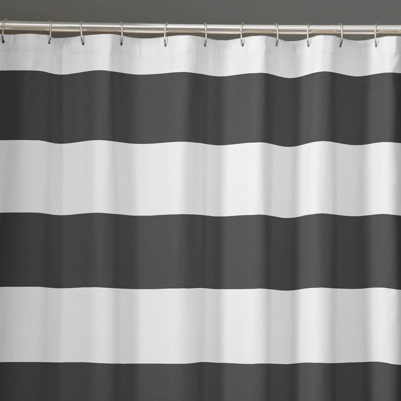72 x 70 inch Polyester Grey White Nautical Ocean Beach Striped Shower Curtain FastFurnishings