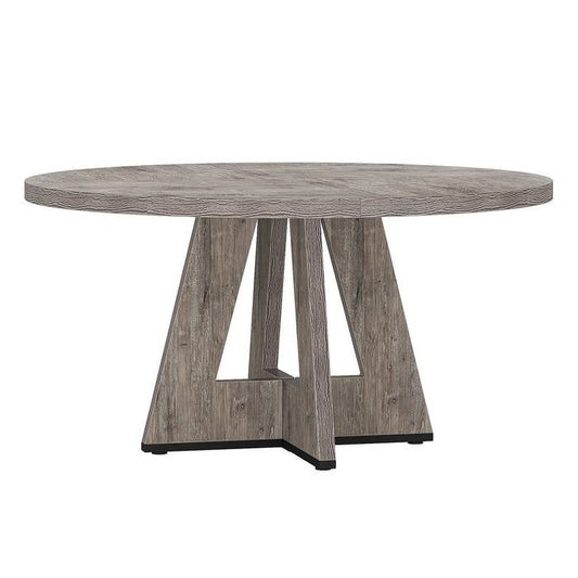 Modern Kitchen 4-Person Circular Dining Table in Grey Wood Finish-1
