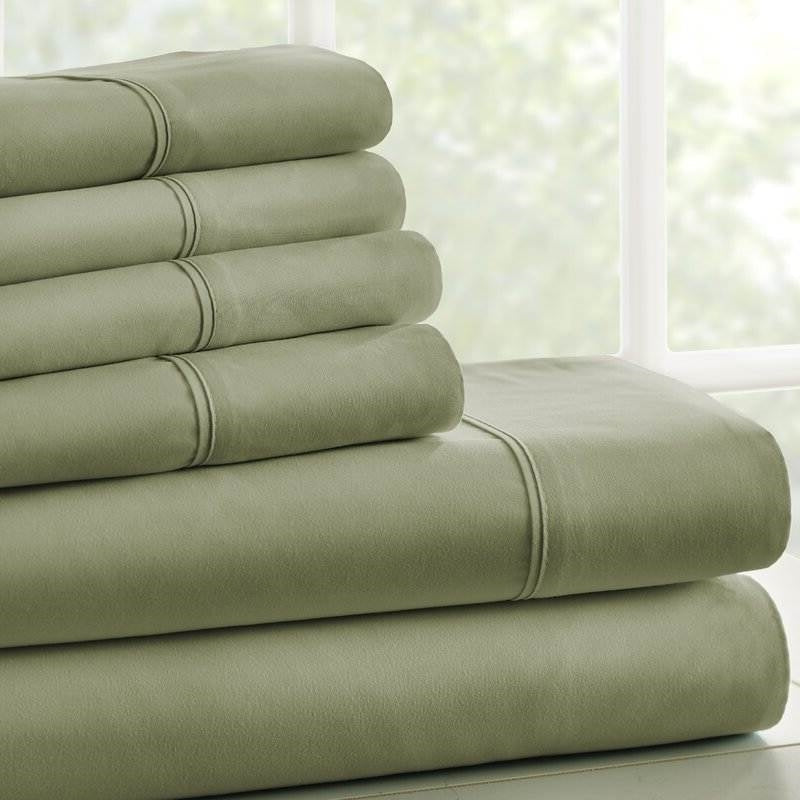 Twin XL Sage 4 PCS Soft Wrinkle Resistant Microfiber Polyester Sheet Set FastFurnishings