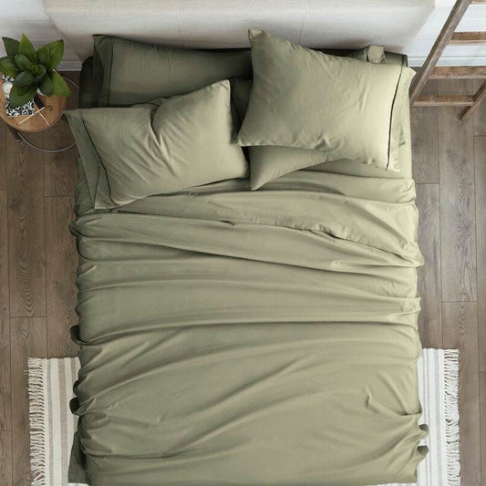 Twin XL Sage 4 PCS Soft Wrinkle Resistant Microfiber Polyester Sheet Set FastFurnishings