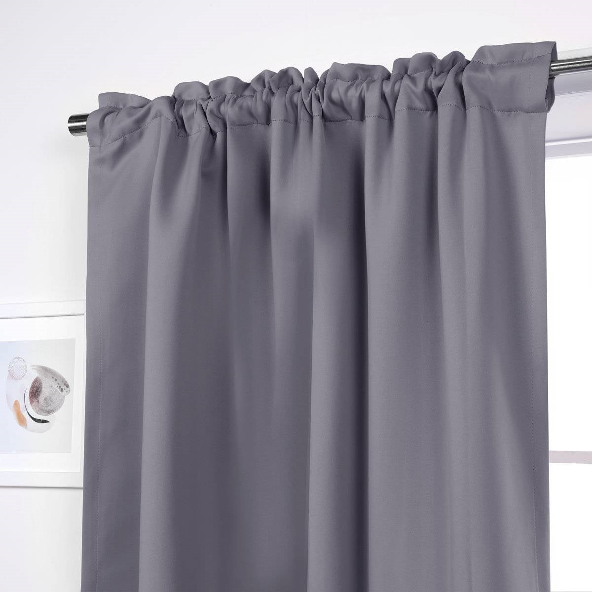 52 x 63 inch Solid Grey Thermal Blackout Curtain Panels - Set of 2 FastFurnishings