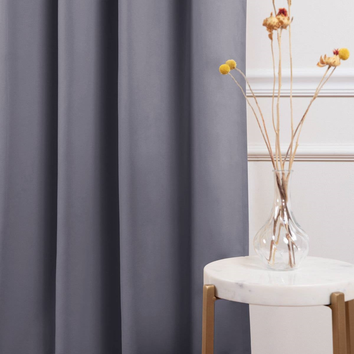 52 x 63 inch Solid Grey Thermal Blackout Curtain Panels - Set of 2 FastFurnishings