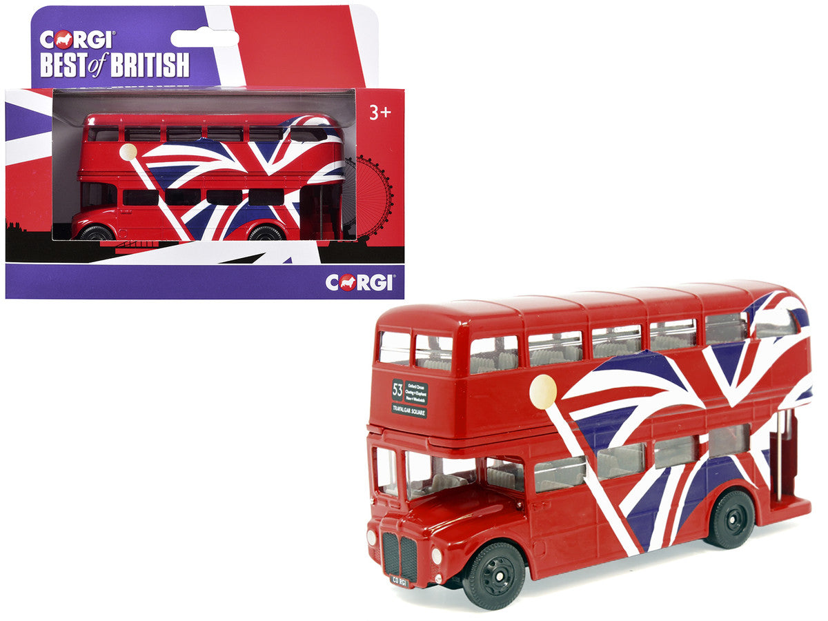 London Bus Red with UK Flag Graphics "Best of British" Series Diecast Model Car by Corgi-0