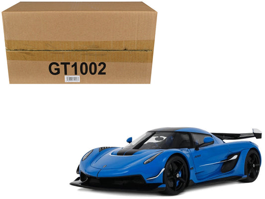 2025 Koenigsegg Jesko Blue Metallic with Black Stripes 1/18 Model Car by GT Spirit GT Spirit