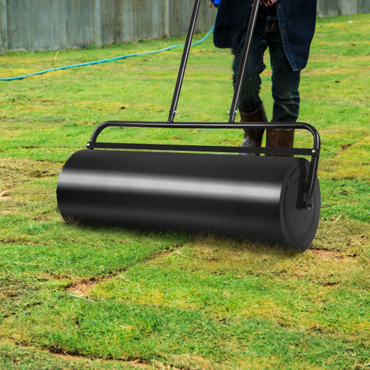 36 x 12 Inch Tow Lawn Roller Water Filled Metal Push Roller-Black - Color: Black W2B