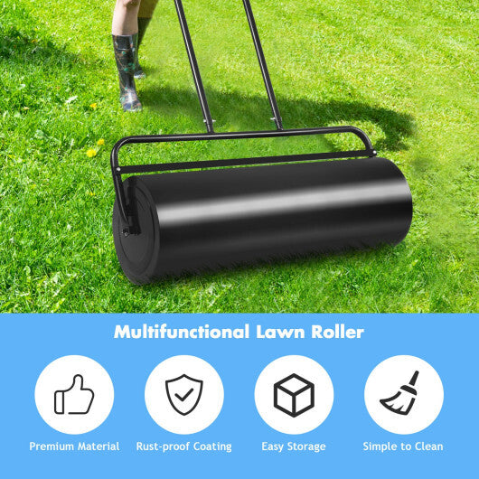 36 x 12 Inch Tow Lawn Roller Water Filled Metal Push Roller-Black - Color: Black W2B