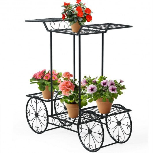 6-Tier Garden Cart Flower Rack Display Decor Pot Plant Holder W2B