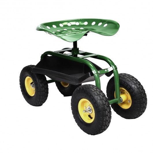 Red/Green Garden Cart Rolling Work Seat With Heavy Duty Tool Tray Gardening Planting-Green - Color: Green W2B