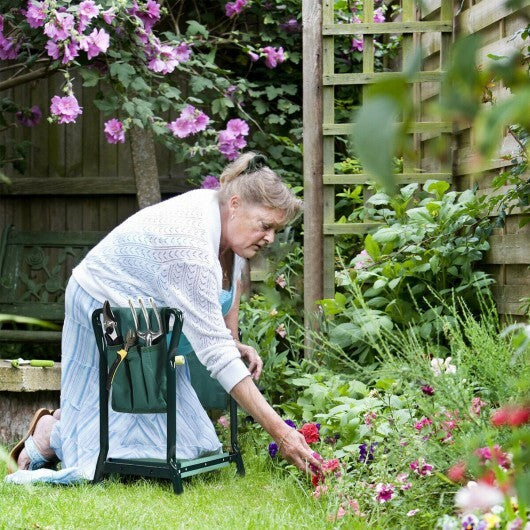 Folding Garden Kneeler and Seat Bench - Color: Green W2B