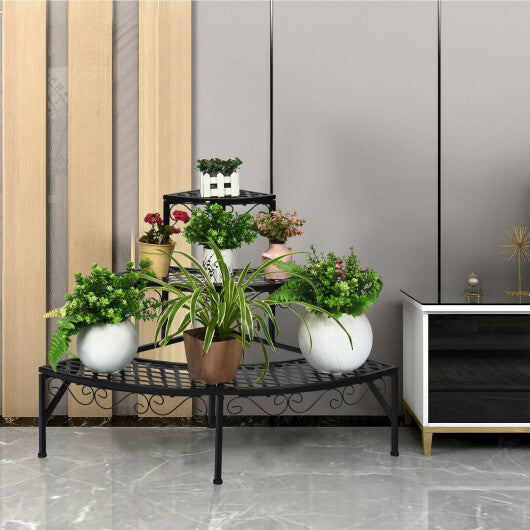 3 Tier Metal Corner Plant Display Rack W2B