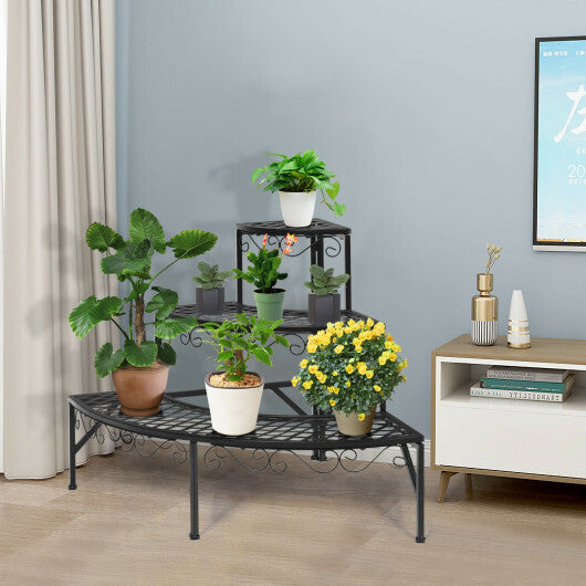 3 Tier Metal Corner Plant Display Rack W2B