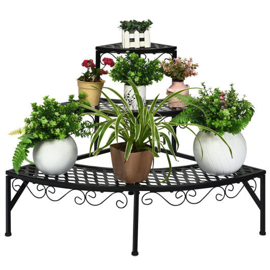 3 Tier Metal Corner Plant Display Rack W2B
