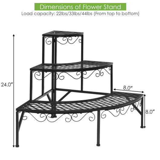 3 Tier Metal Corner Plant Display Rack W2B