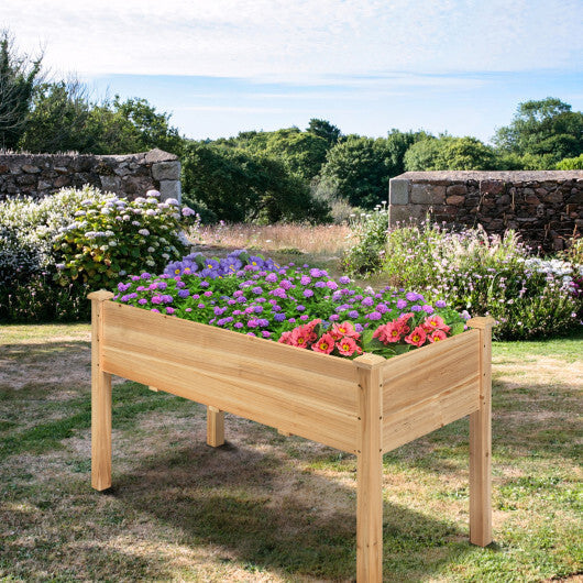 Wooden Raised Vegetable Garden Bed Elevated Grow Vegetable Planter-Gray W2B
