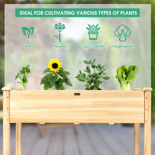 Wooden Raised Vegetable Garden Bed Elevated Grow Vegetable Planter-Gray W2B
