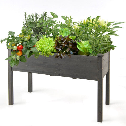 Wooden Raised Vegetable Garden Bed Elevated Grow Vegetable Planter-Gray W2B