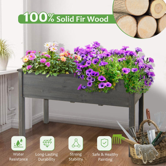 Wooden Raised Vegetable Garden Bed Elevated Grow Vegetable Planter-Gray W2B