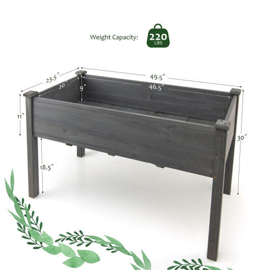Wooden Raised Vegetable Garden Bed Elevated Grow Vegetable Planter-Gray W2B