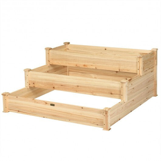3 Tier Elevated Wooden Vegetable Garden Bed W2B
