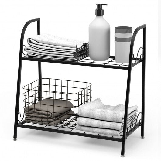 2-tier Patio Metal Plant Stand - Color: Black - Size: 2-Tier W2B