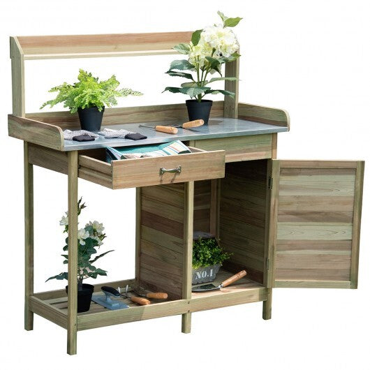 Outdoor Garden Wooden Work Station Potting Bench W2B