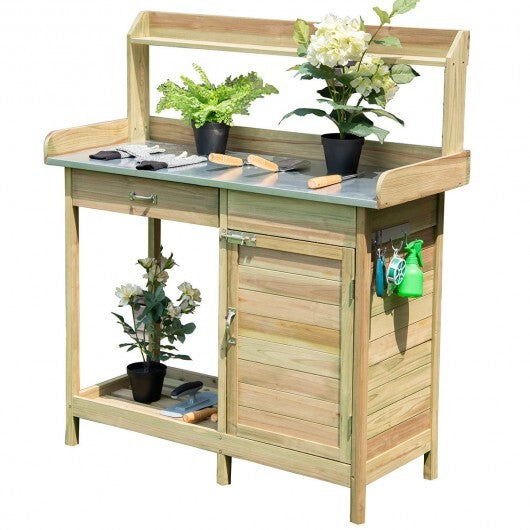 Outdoor Garden Wooden Work Station Potting Bench W2B