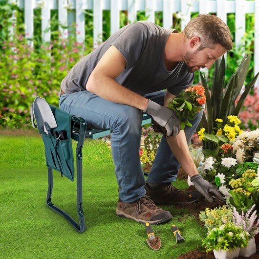Folding Sturdy Garden Kneeler Pad and Cushion Seat - Color: Green W2B