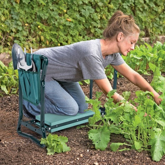 Folding Sturdy Garden Kneeler Pad and Cushion Seat - Color: Green W2B