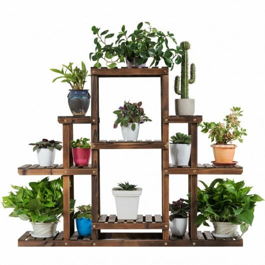 6-Tier Flower Wood Stand Plant Display Rack Storage Shelf - Color: Brown - Size: 6-Tier W2B