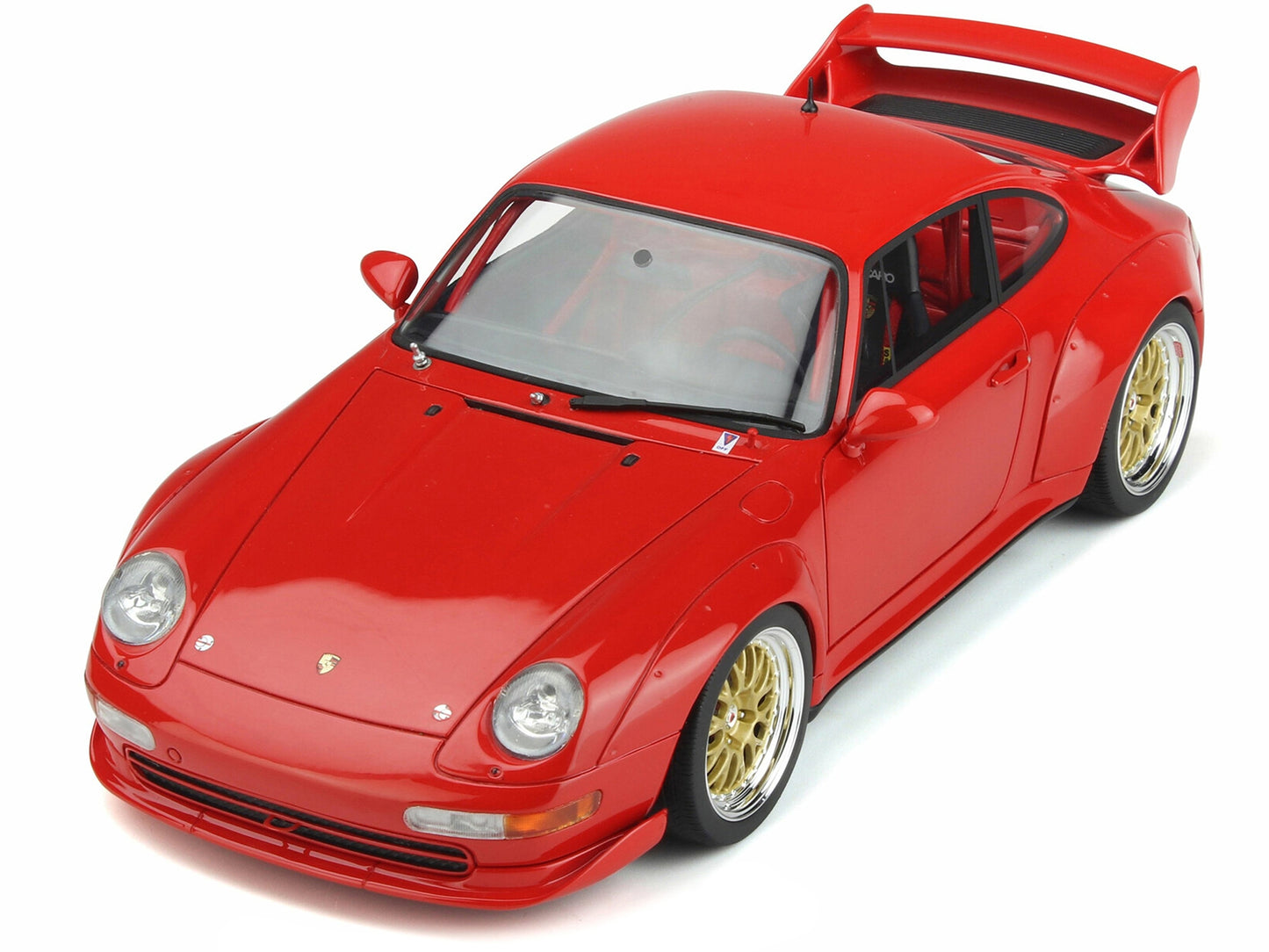 1996 Porsche 911 (993) 3.8 RSR Guards Red with Gold Wheels 1/18 Model Car by GT Spirit